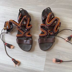 PIKOLINOS 8.5 Le Mans Lace Up Flat Beaded Sandals